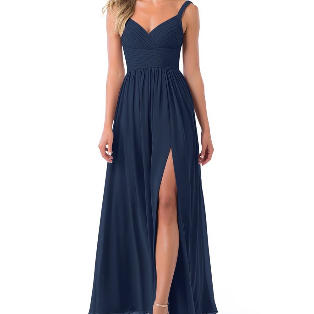 Azazie Navy Blue Mesh Bridemaids Dress